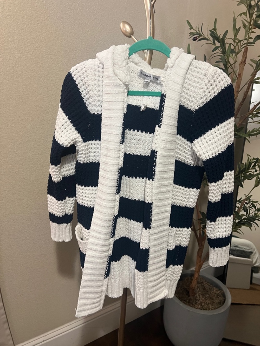 Madden Girl Striped Open Cardigan